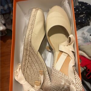 Castaner Cream Espadrille Wedges with Ankle Strap brand new